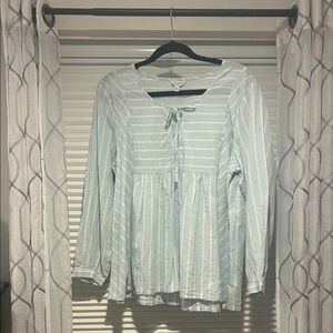 Lucky Brand Light Blue Striped Blouse size large